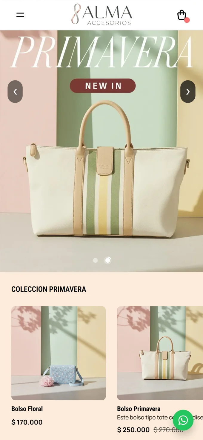 Vista de la tienda en línea — pantalla 1