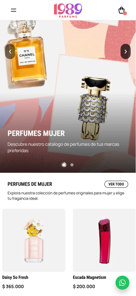 App de catálogo — pantalla de inicio con productos disponibles