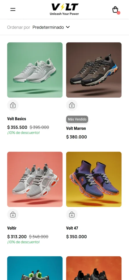 Catálogo con filtros por categoría y precio